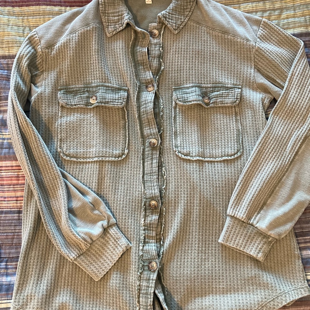 Briggs Costco sage green Textured Shirt